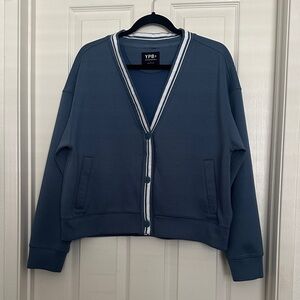 YPB Blue V‑Neck Button Front Cardigan
